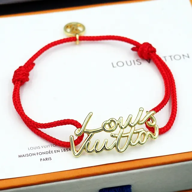 Louis Vuitton Signature Script Red Cord Bracelet 2