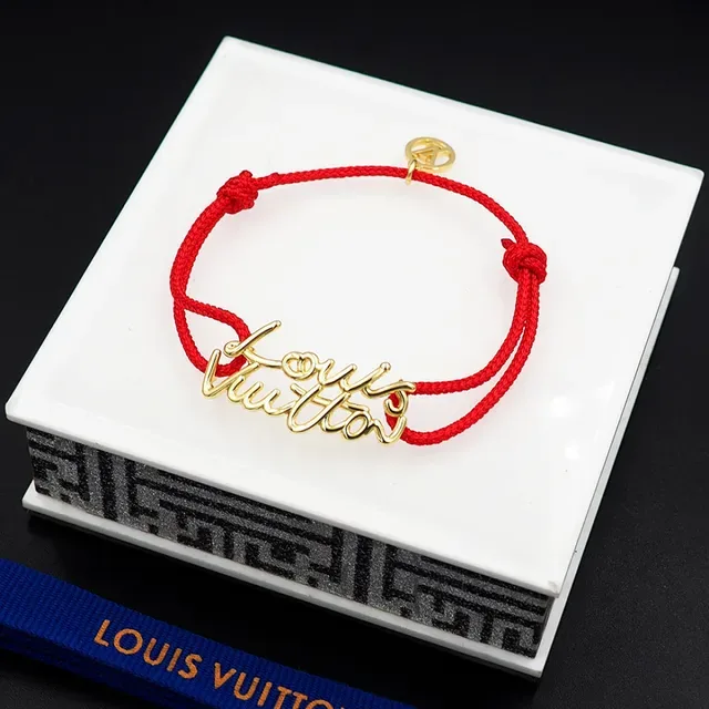 Louis Vuitton Signature Script Red Cord Bracelet 3