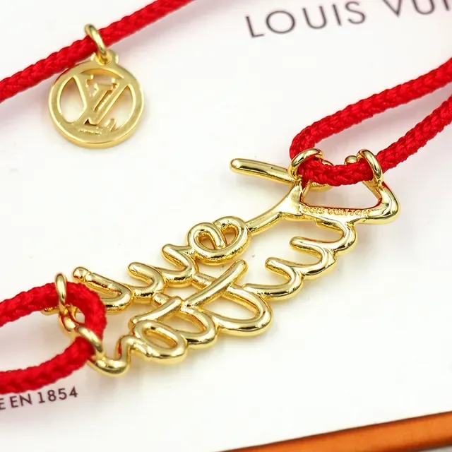 Louis Vuitton Signature Script Red Cord Bracelet 4