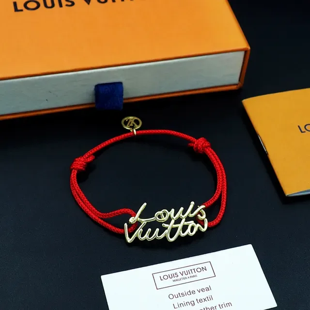 Louis Vuitton Signature Script Red Cord Bracelet 5