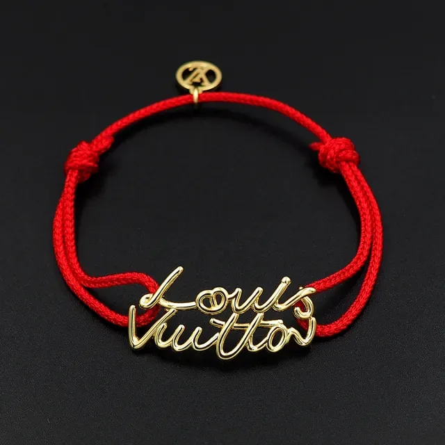 Louis Vuitton Signature Script Red Cord Bracelet 6