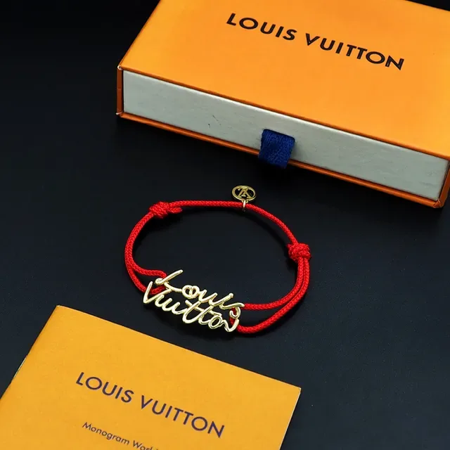 Louis Vuitton Signature Script Red Cord Bracelet 7