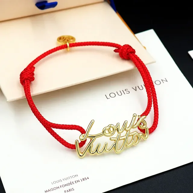 Louis Vuitton Signature Script Red Cord Bracelet 8
