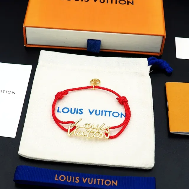 Louis Vuitton Signature Script Red Cord Bracelet 10