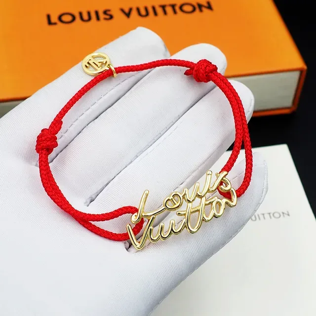 Louis Vuitton Signature Script Red Cord Bracelet 11