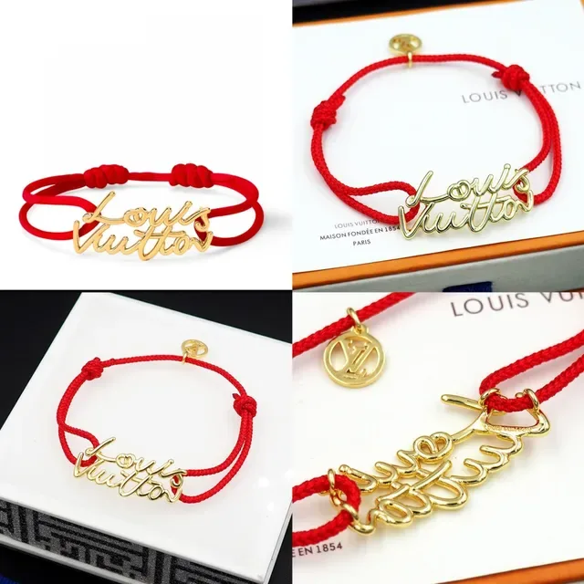 Louis Vuitton Signature Script Red Cord Bracelet 12