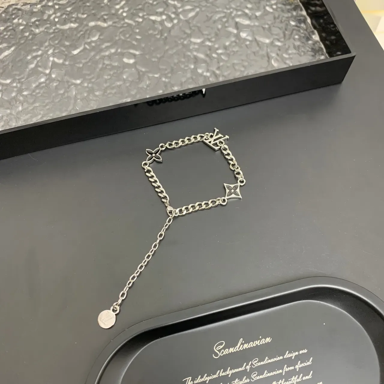 Louis Vuitton Silver Chain-Link Monogrammed Bracelet 5