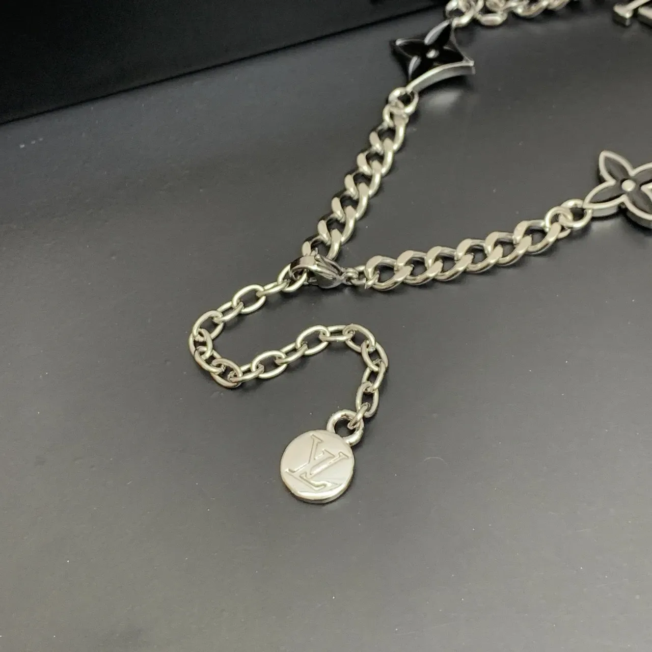 Louis Vuitton Silver Chain-Link Monogrammed Bracelet 8
