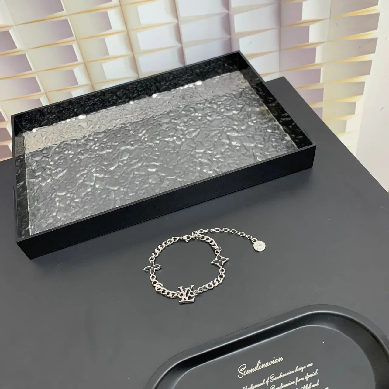 Louis Vuitton Silver Chain-Link Monogrammed Bracelet 9