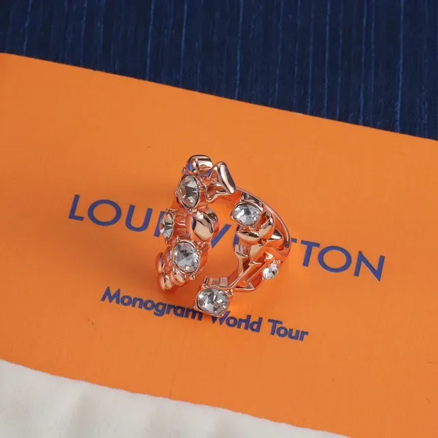Louis Vuitton Silver Gold Crystal-Embellished Hoop-Style Earrings 4