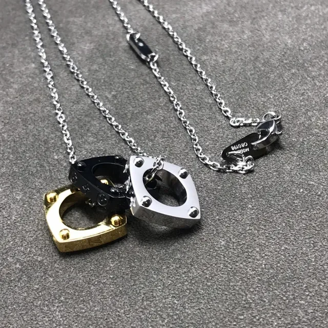 Louis Vuitton Silver Gold Multi-Part Geometric Pendant Two-Tone Metal Jewelry 2