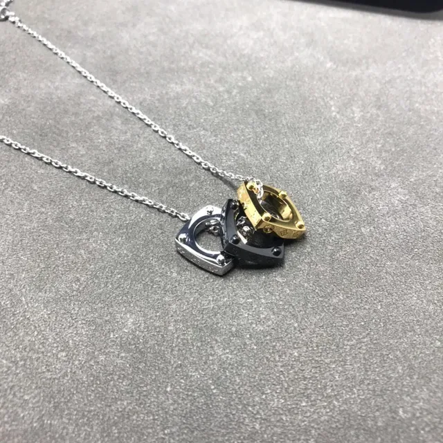 Louis Vuitton Silver Gold Multi-Part Geometric Pendant Two-Tone Metal Jewelry 3