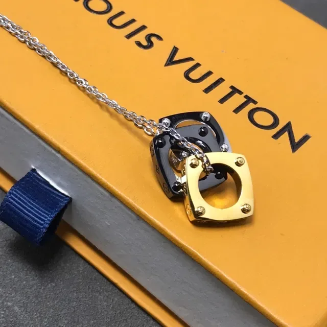 Louis Vuitton Silver Gold Multi-Part Geometric Pendant Two-Tone Metal Jewelry 4