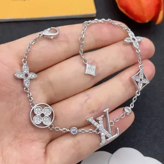 Pulsera Louis Vuitton Plata Pavé-Set Monogram-Charm