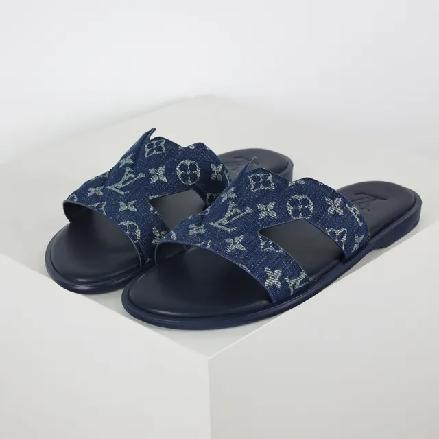 Louis Vuitton Slide Navy Monogram Print Slippers 2