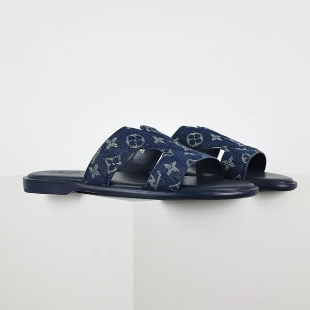Louis Vuitton Slide Navy Monogram Print Slippers 3