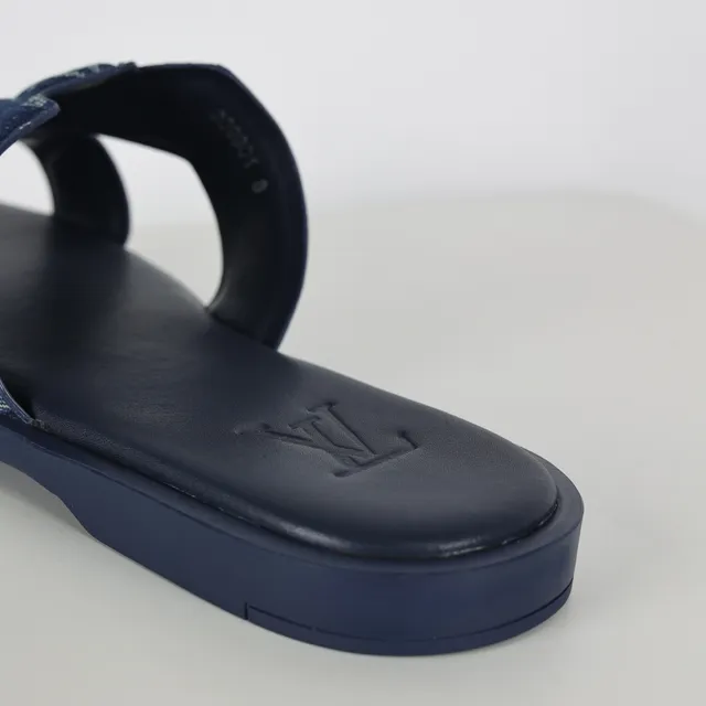 Louis Vuitton Slide Navy Monogram Print Slippers 4