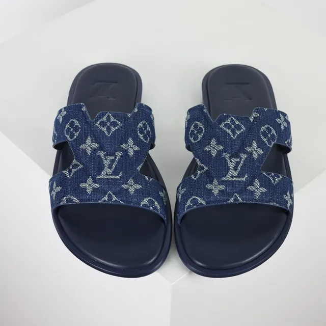 Louis Vuitton Slide Navy Monogram Print Slippers 8