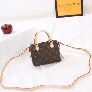 Louis Vuitton Speedy 20 Monogram Canvas Brown Tan Leather Boston Bag