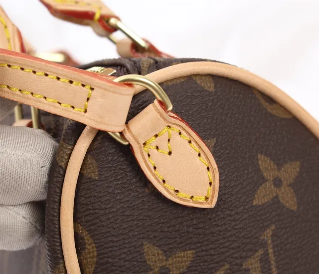 Louis Vuitton Speedy 20 Monogram Canvas Brown Tan Leather Boston Bag 6