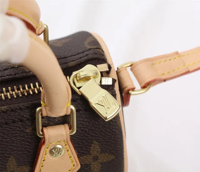 Louis Vuitton Speedy 20 Monogram Canvas Brown Tan Leather Boston Bag 7