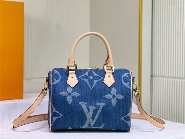 Louis Vuitton Speedy Bleu Denim Monogram Sac Boston 5
