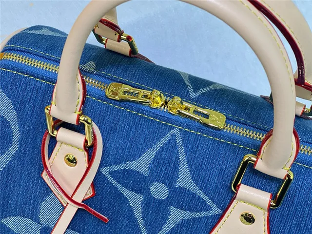 Louis Vuitton Speedy Bleu Denim Monogram Sac Boston 7