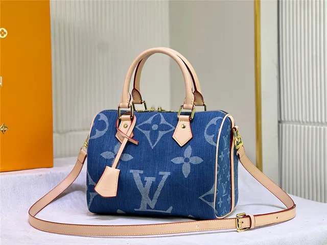 Louis Vuitton Speedy Bleu Denim Monogram Sac Boston 8