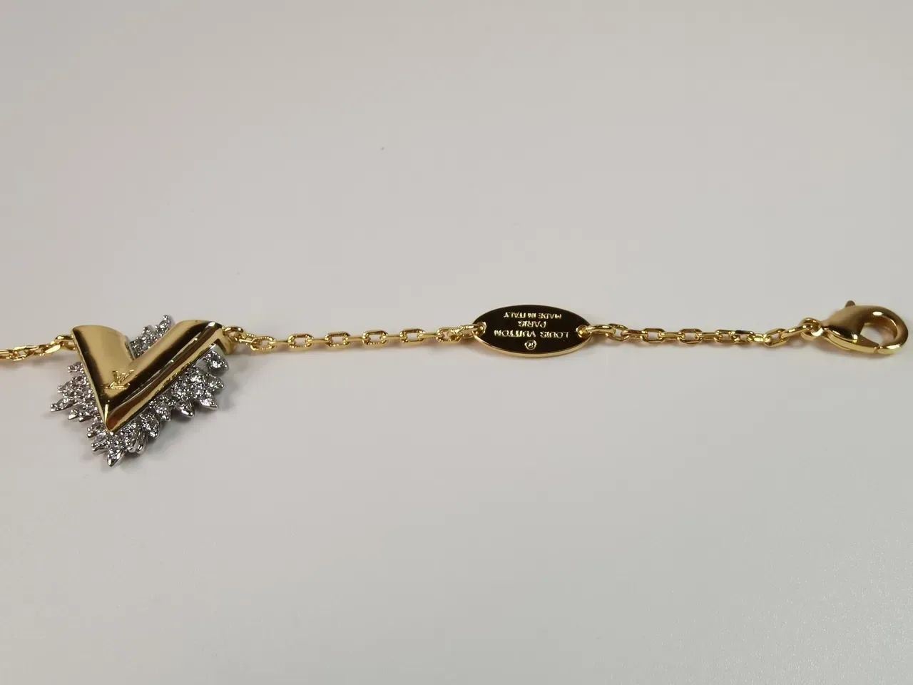Louis Vuitton V Collection Gold Silver Chain Pendant Bracelet 3