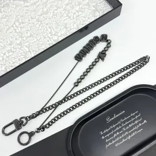 Louis Vuitton VUITTON abalorios de letra y LV Monogram Black Metal Bracelets