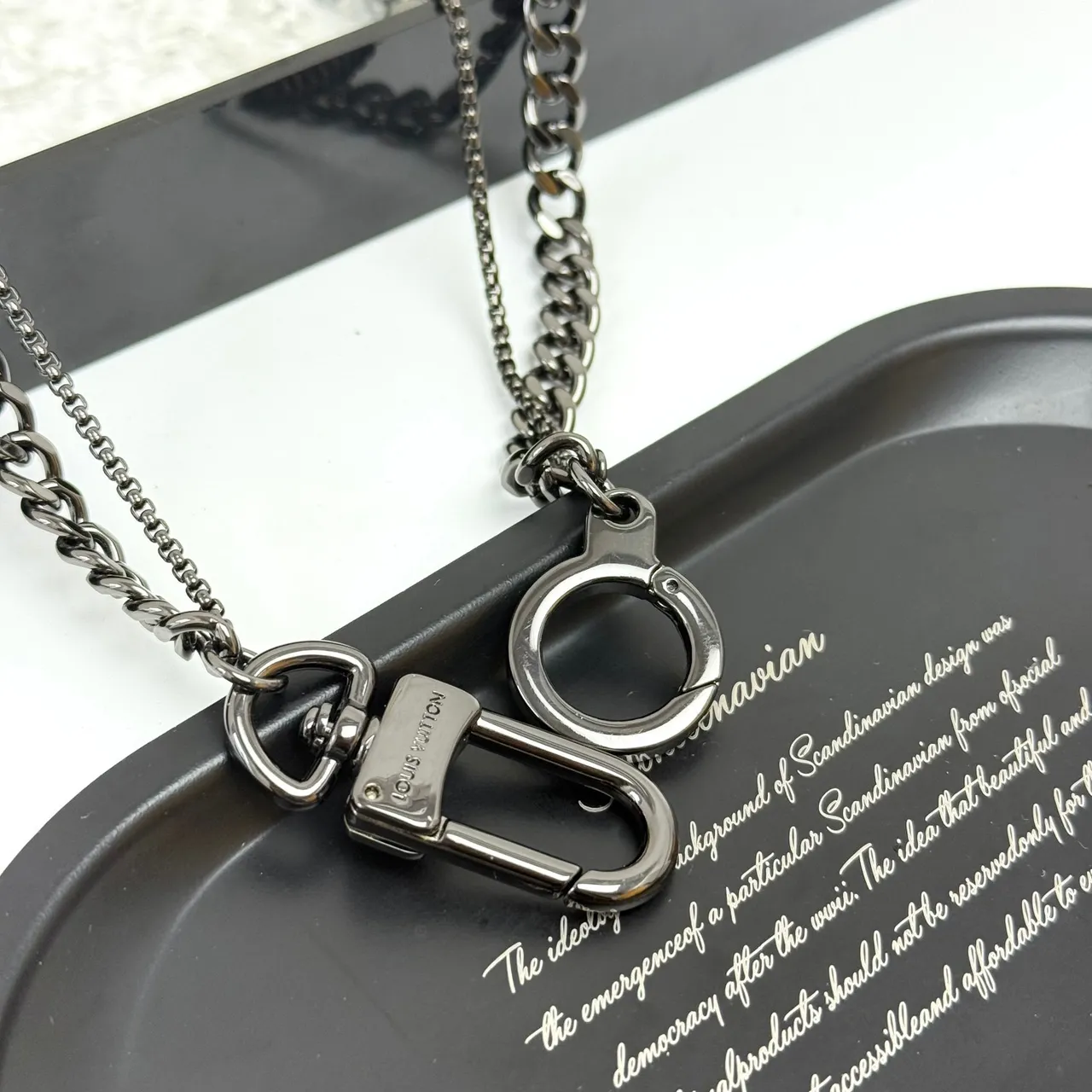 Louis Vuitton VUITTON Letter Bead and LV Monogram Black Metal Bracelets 3