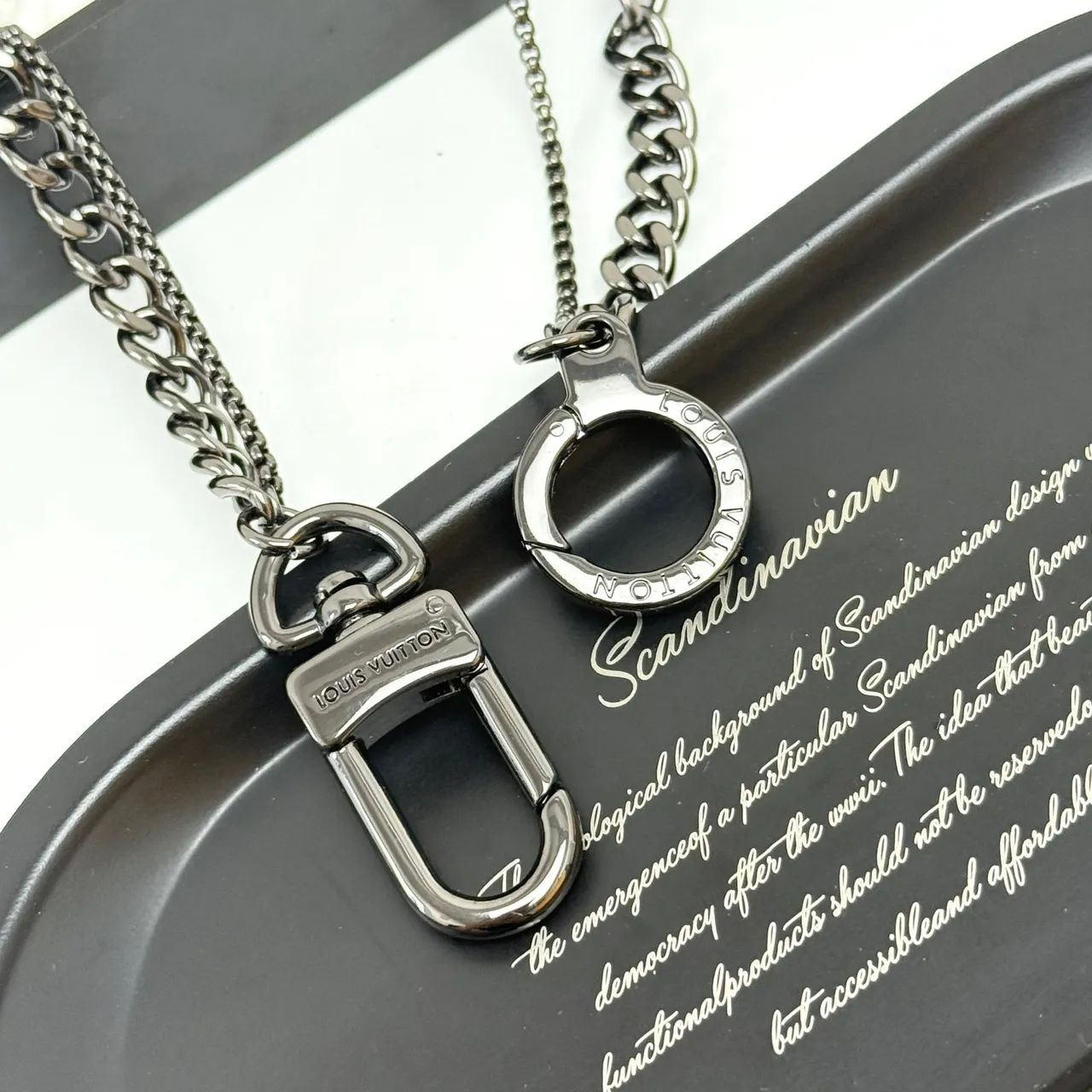 Louis Vuitton VUITTON Letter Bead and LV Monogram Black Metal Bracelets 5
