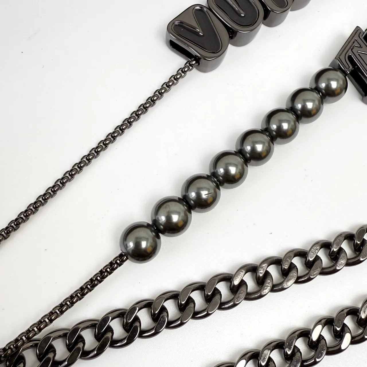 Louis Vuitton VUITTON Letter Bead and LV Monogram Black Metal Bracelets 8
