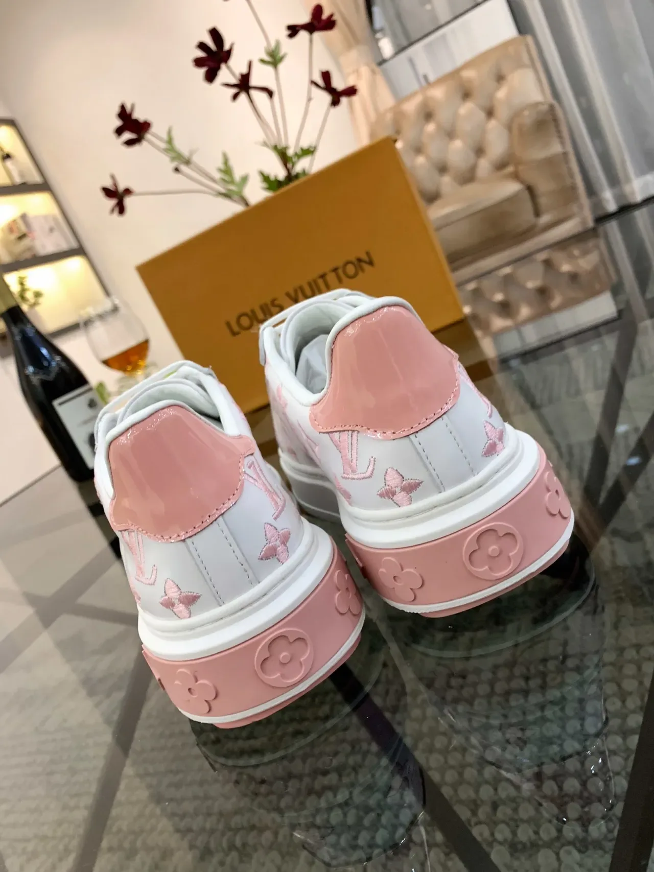 Louis Vuitton White and Pink Monogram Lifestyle Sneakers 2