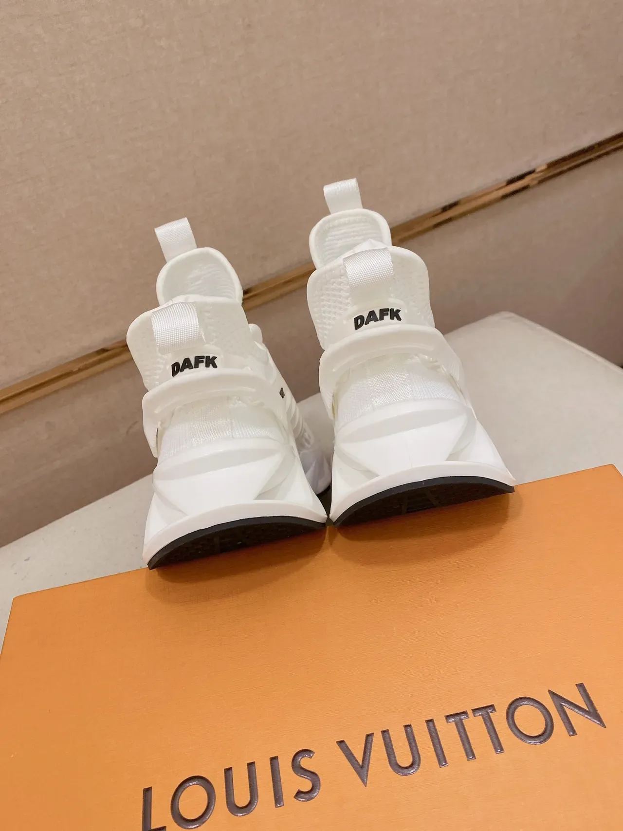 Louis Vuitton White Black Knit Upper Sculpted Midsole Sneakers 3