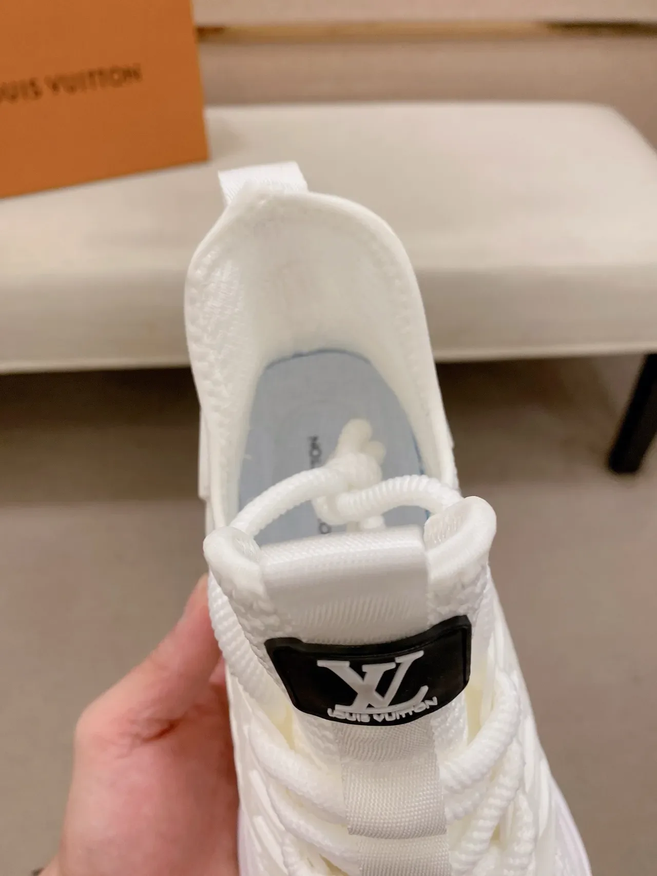 Louis Vuitton White Black Knit Upper Sculpted Midsole Sneakers 4