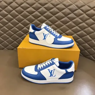 Louis Vuitton White Blue Low-Top Monogrammed Lifestyle Sneakers