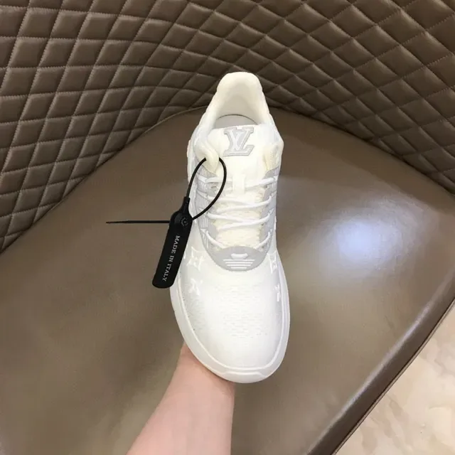 Louis Vuitton White Gray Monogrammed Knit Upper Sculpted Rubber Sole Lifestyle Sneakers 5