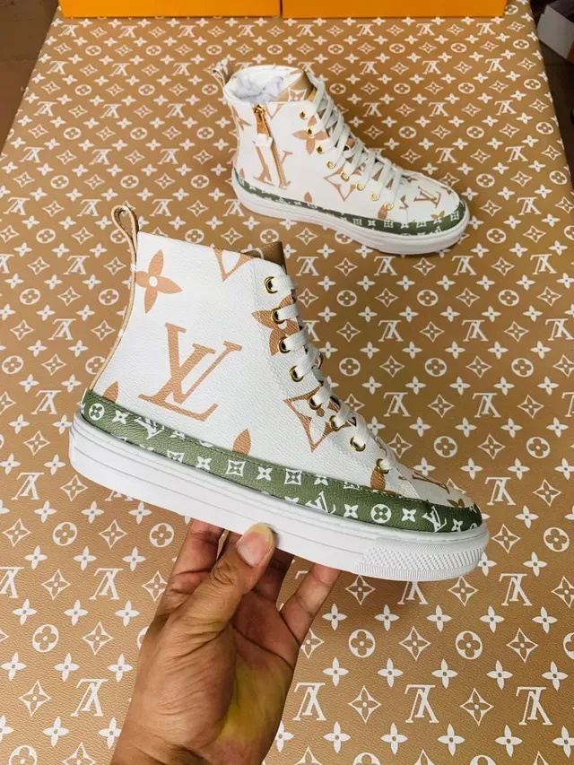 Louis Vuitton White Green High-Top Monogram-Print Lifestyle Sneakers 4