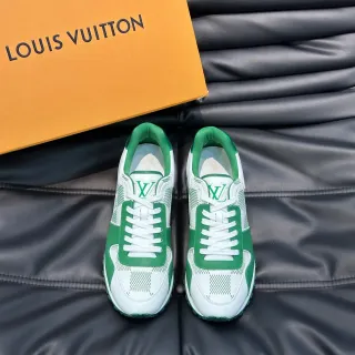 Louis Vuitton White Green Mesh And Leather Panel Construction Monogram Accents Lifestyle Sneakers