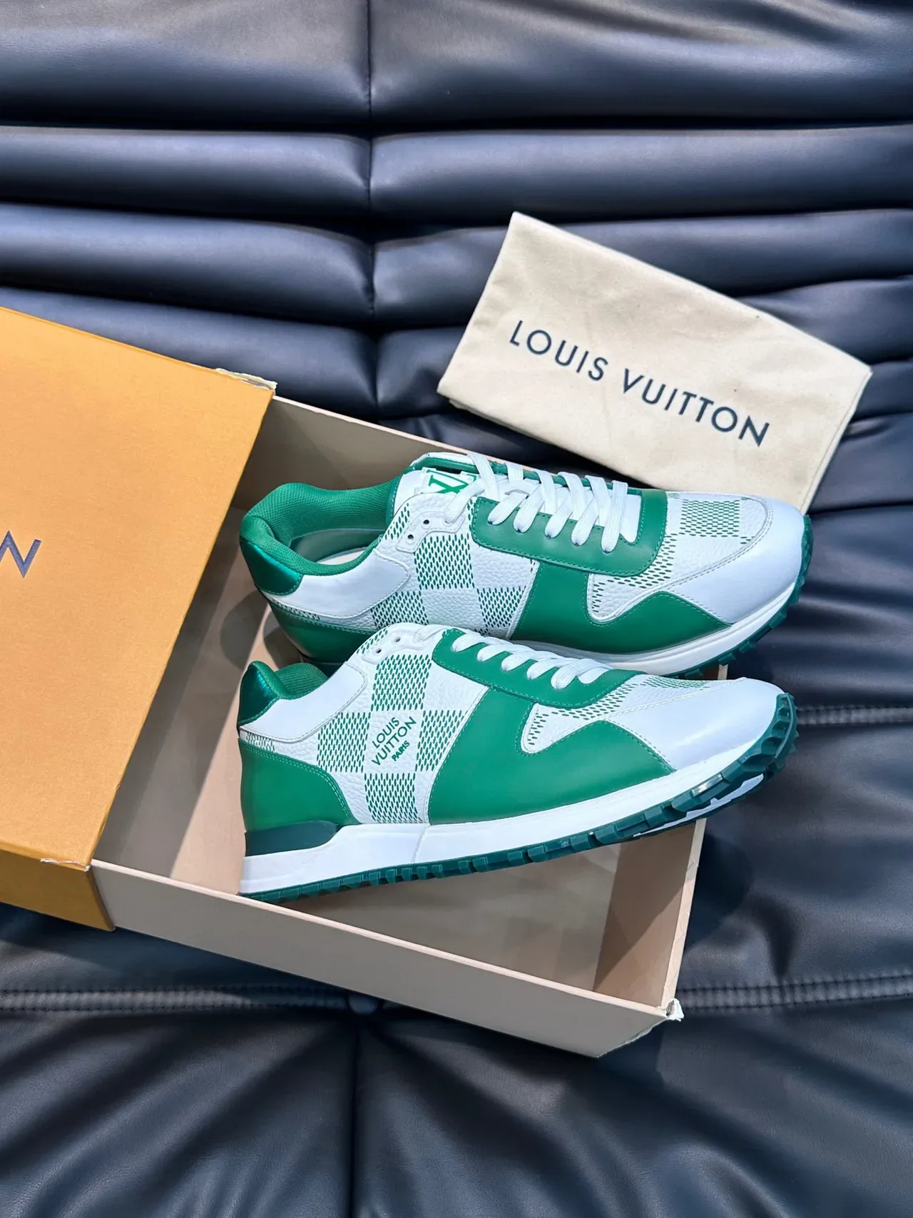Louis Vuitton White Green Mesh And Leather Panel Construction Monogram Accents Lifestyle Sneakers 6