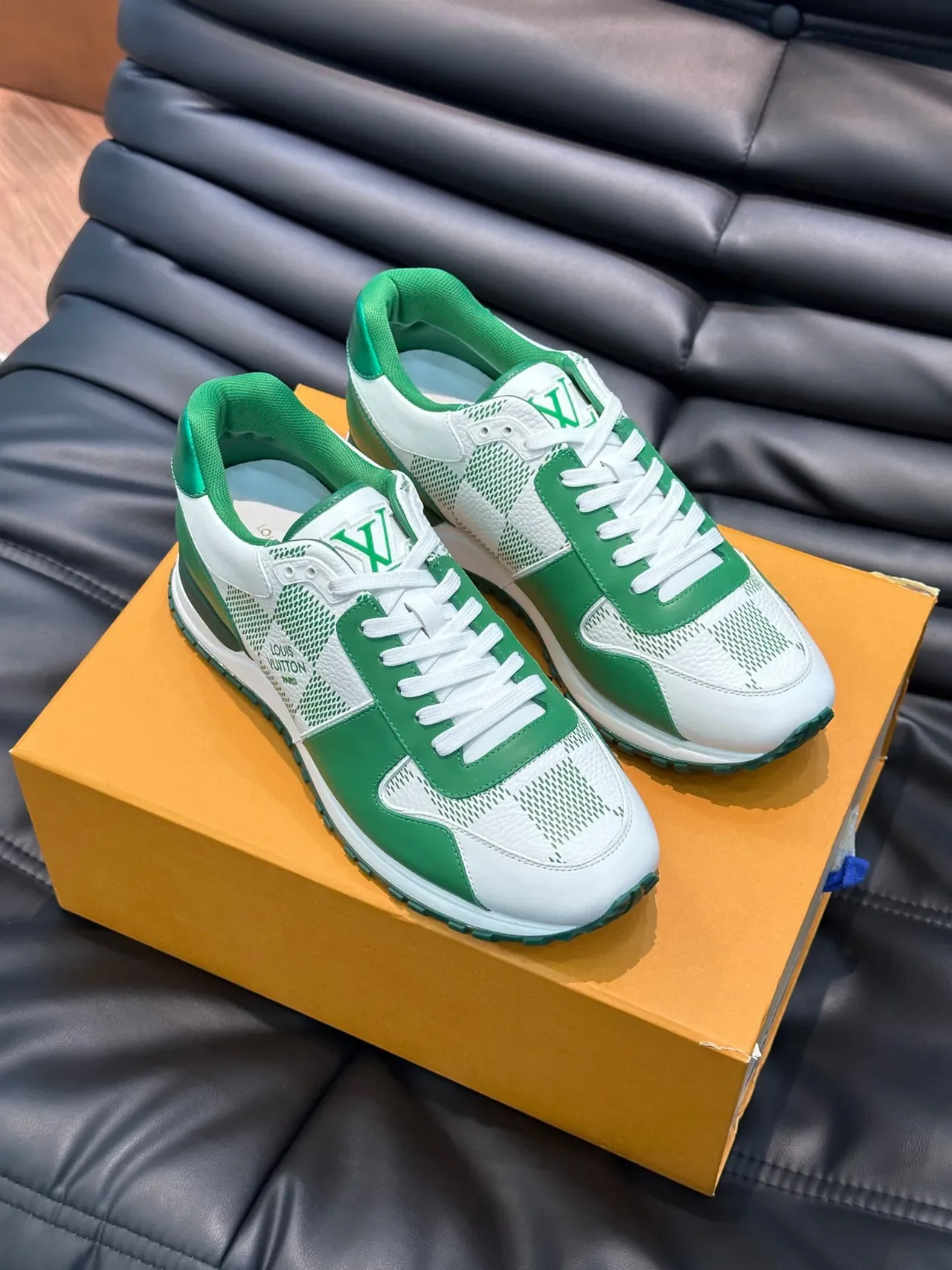Louis Vuitton White Green Mesh And Leather Panel Construction Monogram Accents Lifestyle Sneakers 7
