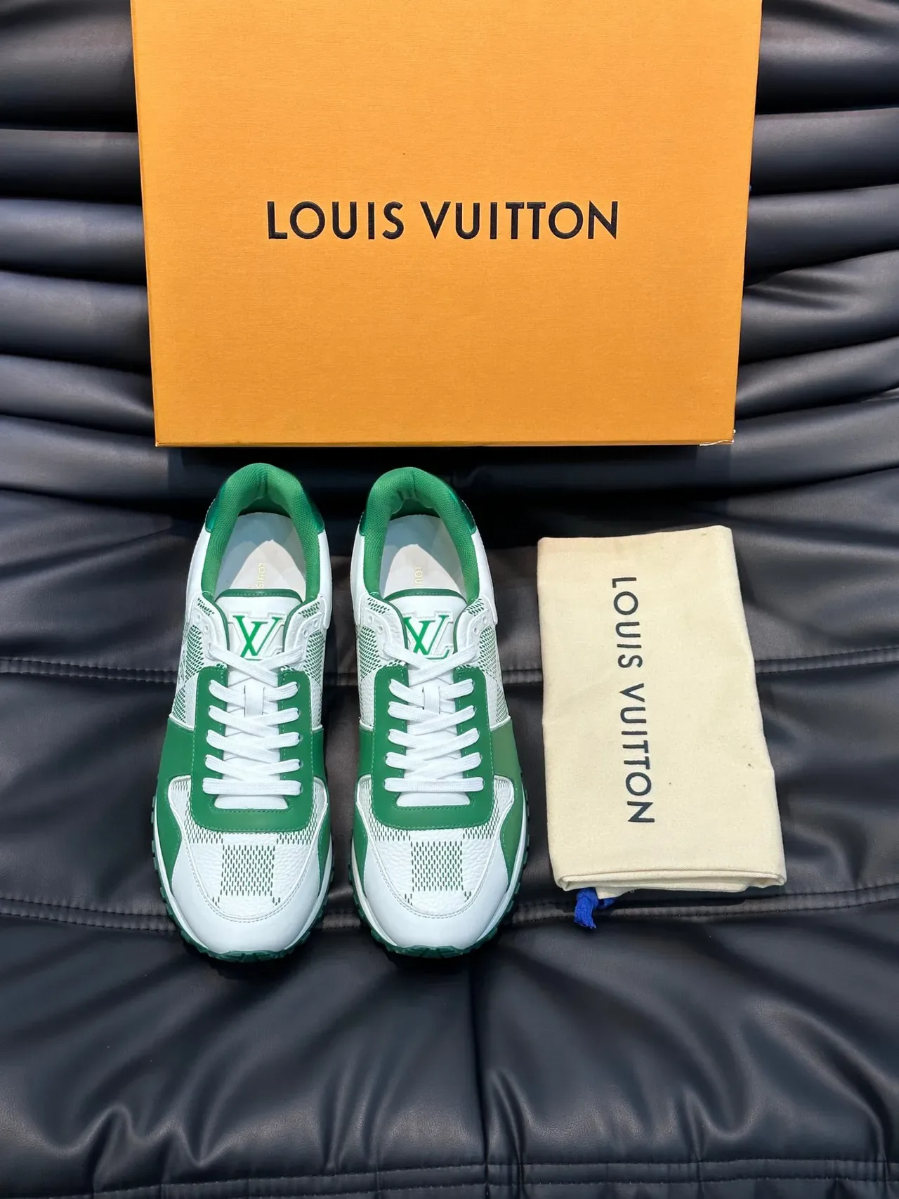 Louis Vuitton White Green Mesh And Leather Panel Construction Monogram Accents Lifestyle Sneakers 8