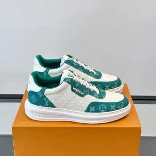 Louis Vuitton Blancos Verdes Monogramados Textil Superior Color-Blocked Lifestyle Sneakers