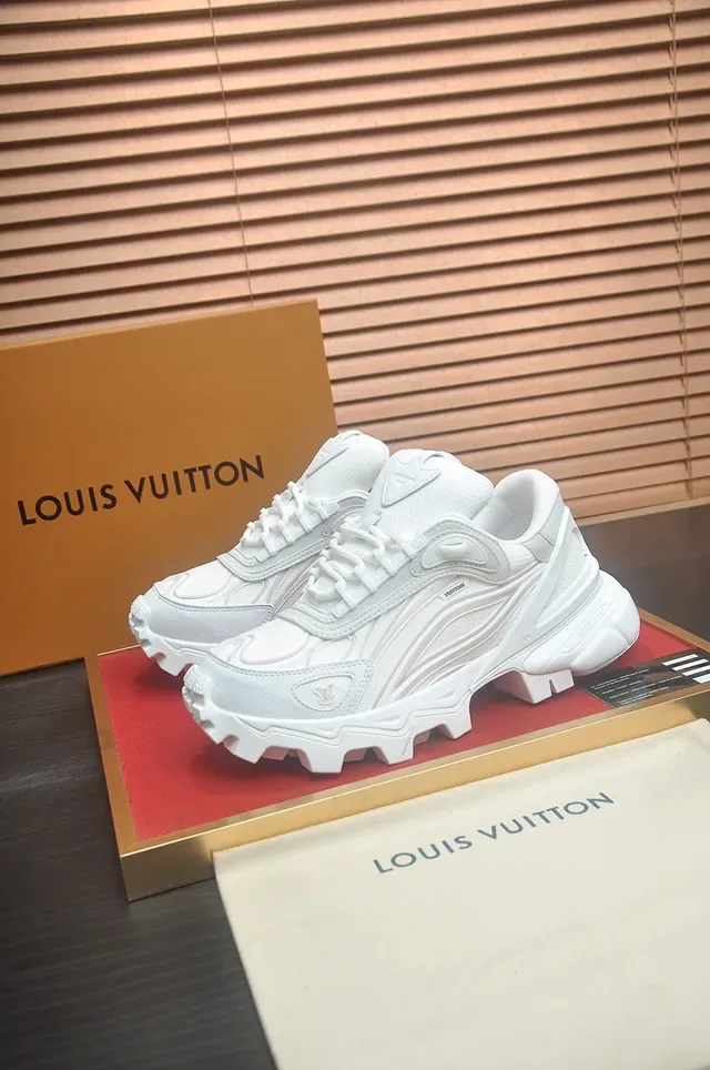Louis Vuitton White Monogrammed Side Panel Sculpted Sole Chunky Sneakers 4