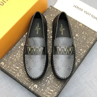 লুইস ভিতন WW Buckle Loafer ধূসর কালো মনোগ্রাম-আচ্ছাদিত চামড়ার কিনারা Loafer