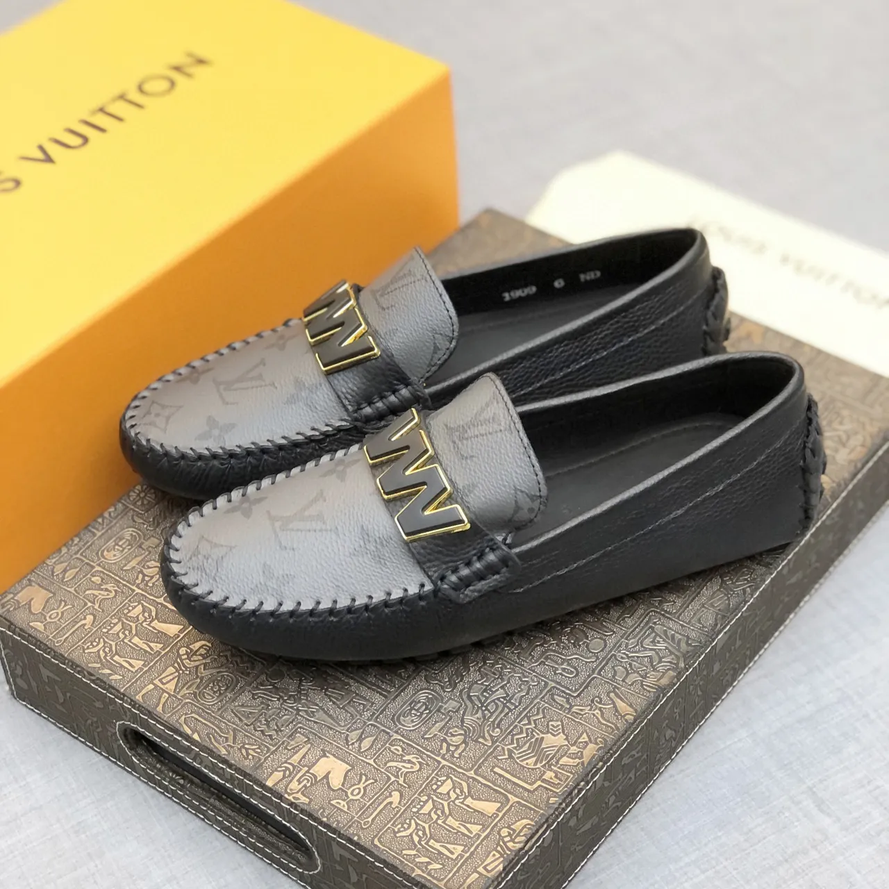 Louis Vuitton WW Buckle Loafer Gray Black Monogram-Coated Leather Trim Loafer 3