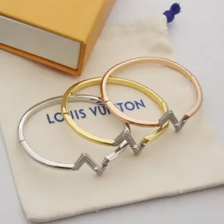 Louis Vuitton Zigzag Motif Pavé-Set Three-Tone Metal Bracelets