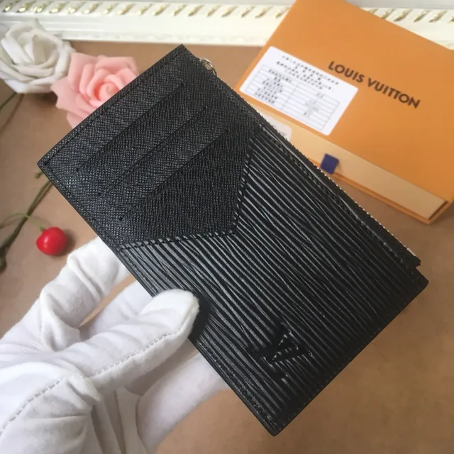 Louis Vuitton Zip Black Zippered Closure Textured Leather Card Holder 4