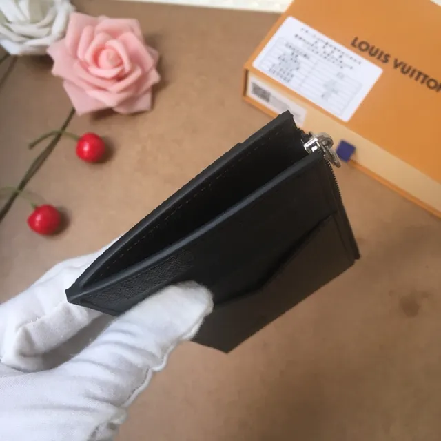 Louis Vuitton Zip Black Zippered Closure Textured Leather Card Holder 5